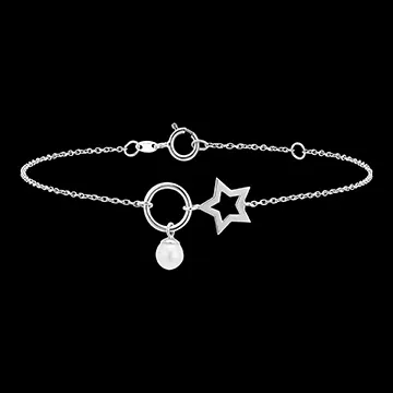 Overvloed armband - Ster - 9 karaat witgoud en parel