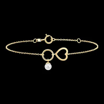 Overvloed armband - Hart - 9 karaat geelgoud en parel