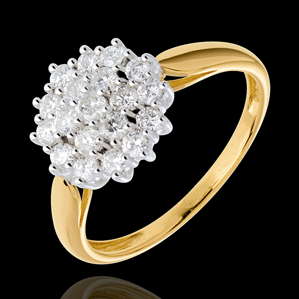 Ring Kaleidoscope pavézetting - 0.61 karaat - 19 Diamanten - 18 karaat witgoud en geelgoud