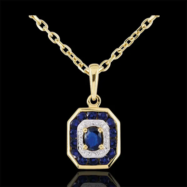 Hanger Oriade - Saffier - 9 karaat geelgoud