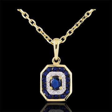 Hanger Oriade - Saffier - 9 karaat geelgoud
