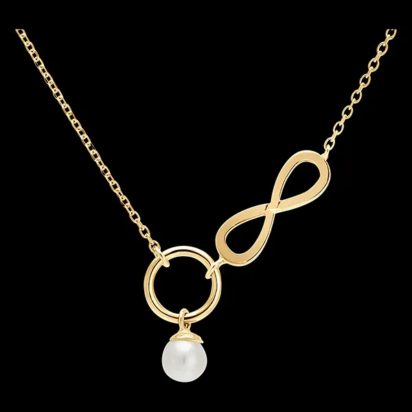 Overvloed ketting - Infini - 18 karaat geelgoud en parel