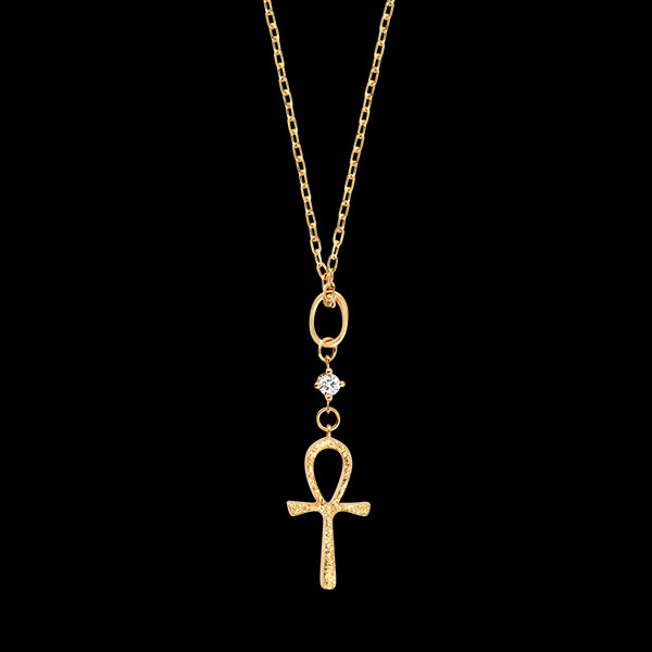 Ankhira Ketting – 9 karaat geelgoud en synthetische diamant