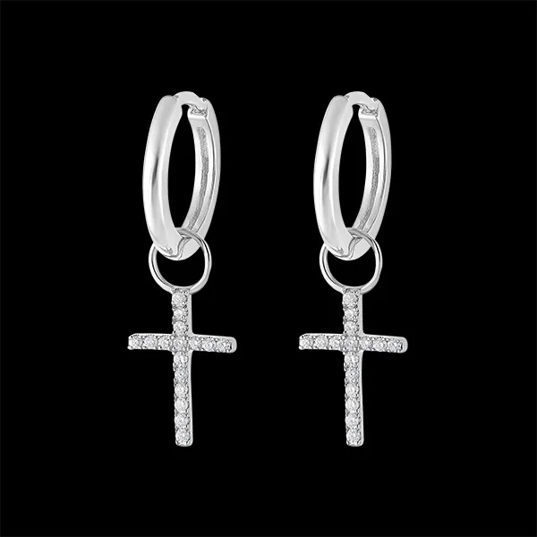 A pair of Mix earrings in 9 carat white gold