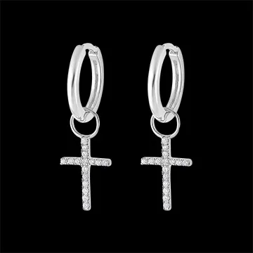 A pair of Mix earrings in 9 carat white gold