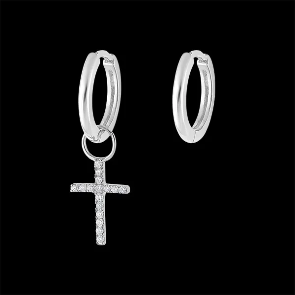 A pair of Mix earrings in 9 carat white gold