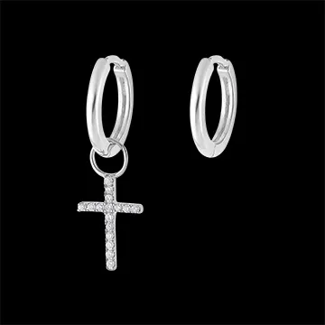 A pair of Mix earrings in 9 carat white gold