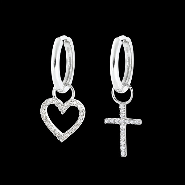 A pair of Mix earrings in 9 carat white gold