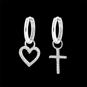 A pair of Mix earrings in 9 carat white gold