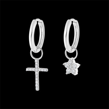A pair of Mix earrings in 9 carat white gold