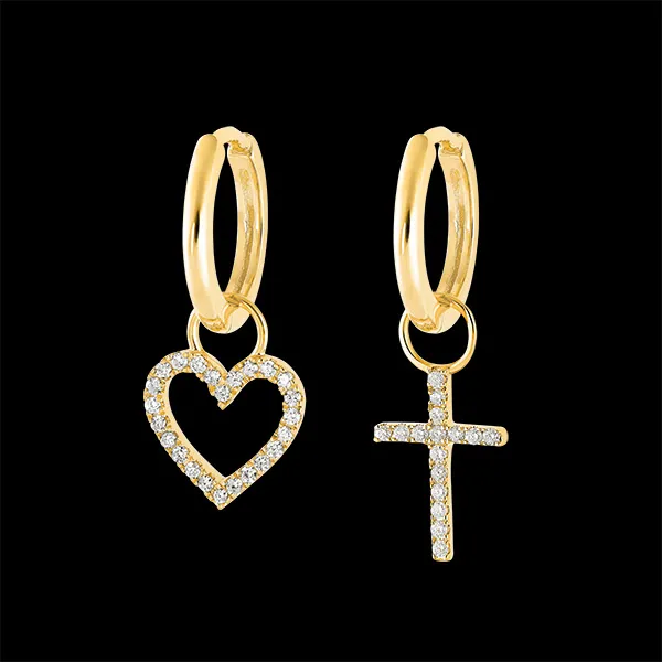 A pair of Mix earrings in 9 carat yellow gold