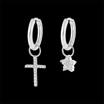 Une paire de boucle d'oreille Mix en or blanc 18 carats