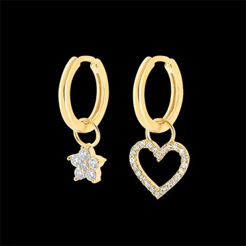 Une paire de boucles d'oreilles Mix en or jaune 9 carats