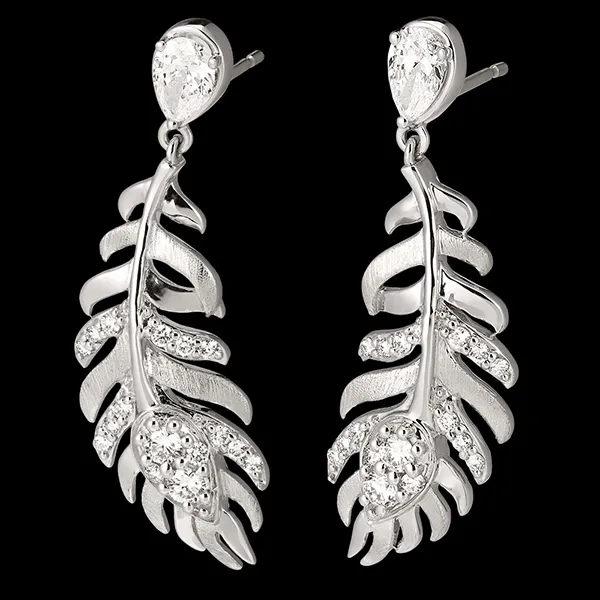 Boucles d'oreilles Panache - Infante - or blanc 9 carats et diamants synthétiques