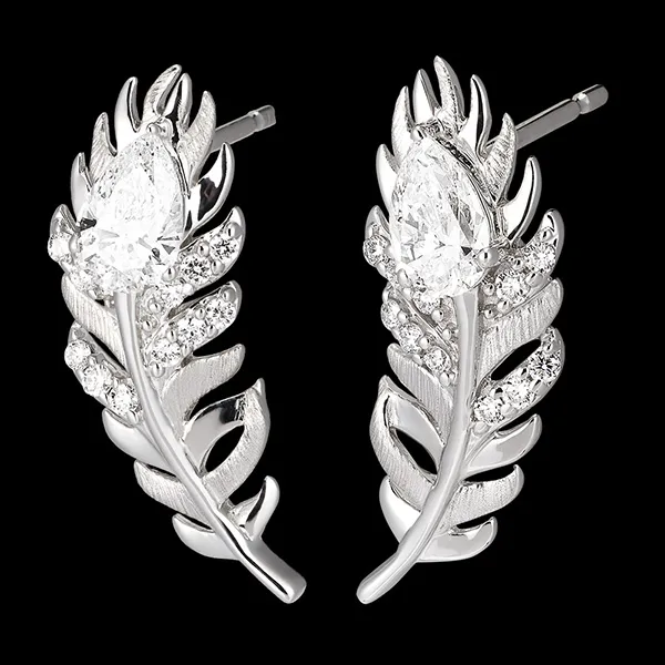 Orecchini Panache - Altesse - Oro bianco 9 carati e diamanti sintetici