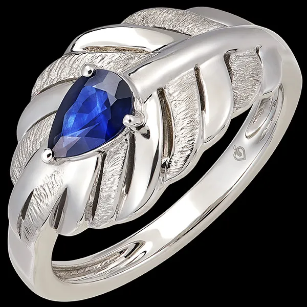 Anello Panache - Altesse - Oro bianco 9 carati e zaffiro sintetico