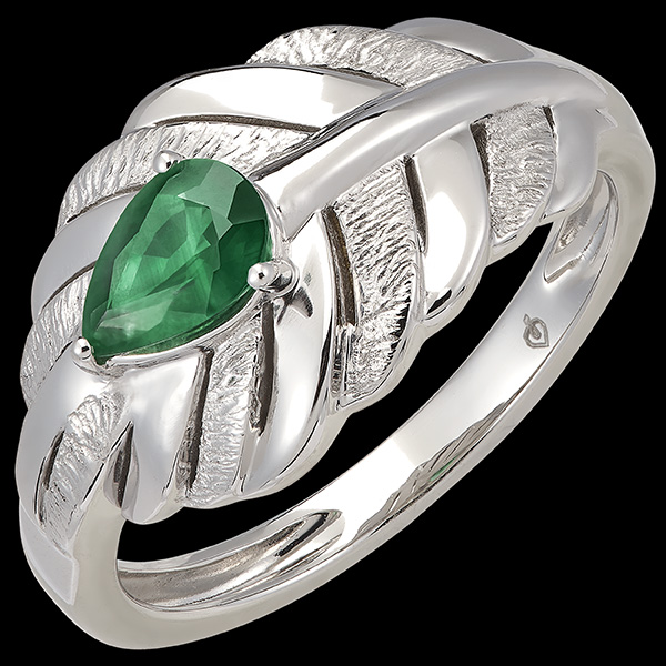 Bague Panache - Altesse - or blanc 9 carats et émeraude synthétique