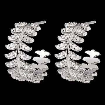 Créoles Panache - Révérence - or blanc 9 carats et diamants synthétiques