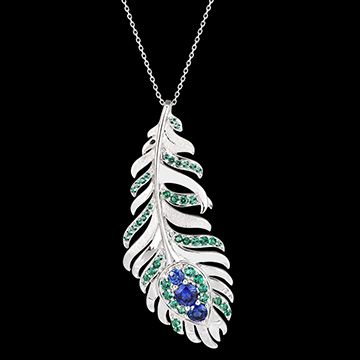 Collar Panache - Altesse - Oro blanco de 18 quilates con zafiros y esmeraldas sintéticas