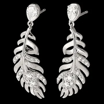 Boucles d'oreilles Panache - Infante - or blanc 18 carats et diamants synthétiques 