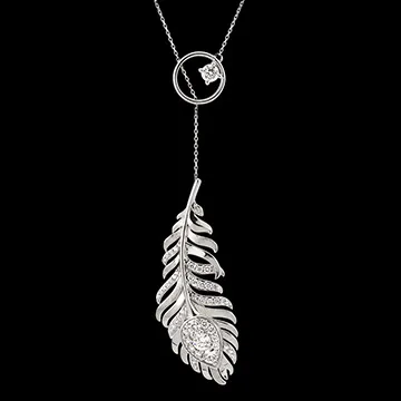 Collana Panache - Sautoir - Oro bianco 9 carati e diamanti sintetici