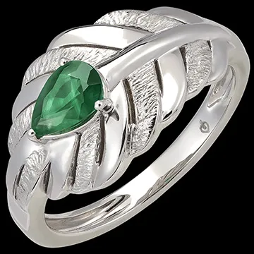 Bague Panache - Altesse - or blanc 9 carats et émeraude synthétique