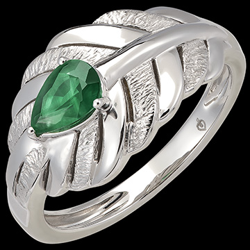 Panache Ring - Altesse - White gold 9 carats and synthetic emerald
