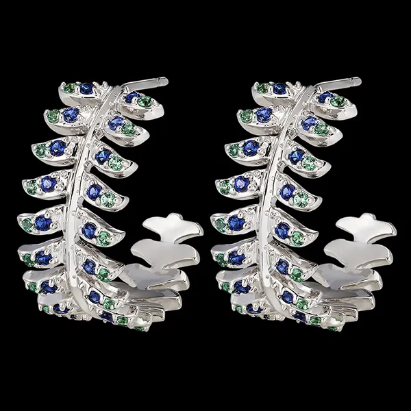 Panache Hoops - Révérence - White gold 9 carats with synthetic sapphires and emeralds