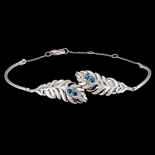 Panache Armband - Signature - Weißgold 9 Karat mit synthetischen Saphiren und Smaragden