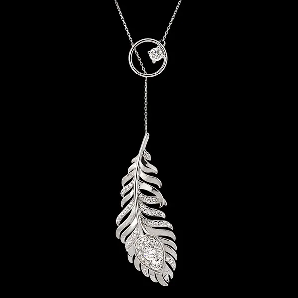 Ketting Panache - Sautoir - Witgoud 9 karaat en synthetische diamanten