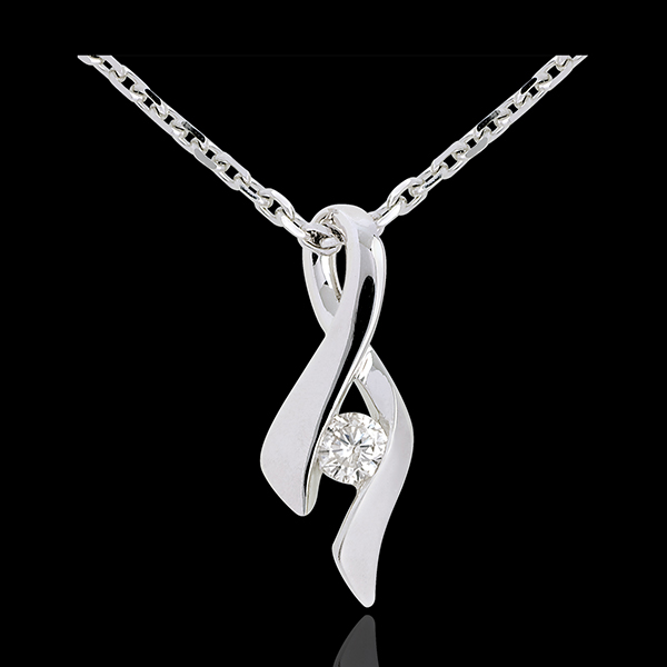 Pandantiv Cuib Preţios - Infinit - aur alb de 18K - diamante de 0.125 carate