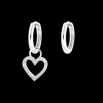 Un par de pendientes Combinados en oro blanco 9 quilates