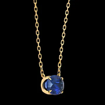 Aurédis Halskette – 9-karätiges Gelbgold, synthetischer Saphir