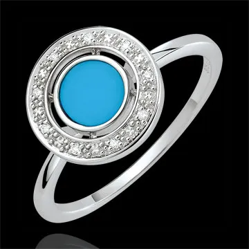 Ring Felicitas - Türkis und Diamanten - 750er Weißgold