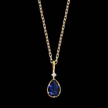 Azuréna Halskette – 9-karätiges Gelbgold, synthetischer Saphir und Diamant