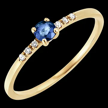 Ring Paradiesvogel - Saphir-Solitär - Gelbgold, 9 Karat