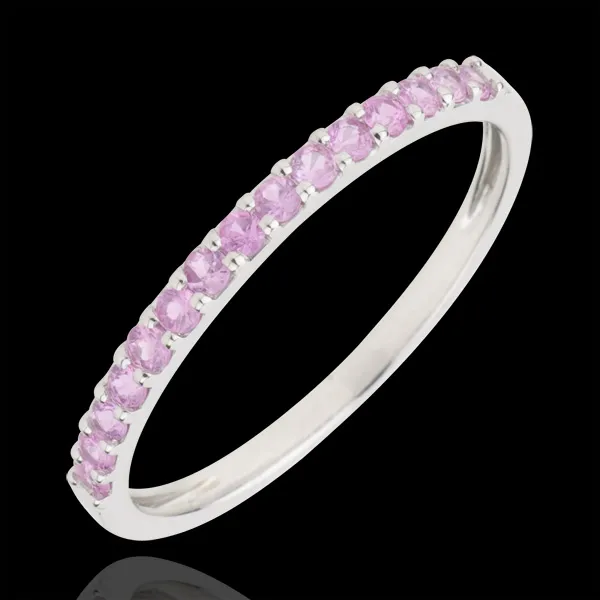 Ring Paradiesvogel - Einerreihe - Weißgold und Rosa Saphir