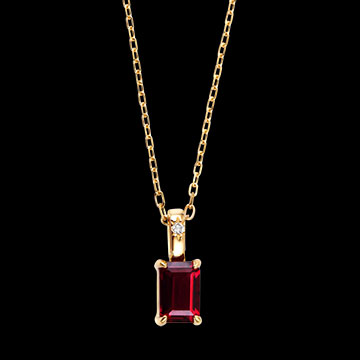 Ardent Halskette – 9-karätiges Gelbgold, Rubin und synthetische Diamanten