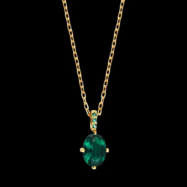 Collier Emeralda – 9-karätiges Gelbgold und synthetische Smaragde
