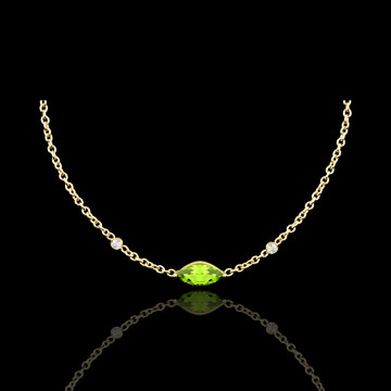 Halskette Auge des Orients - Peridot und Diamanten - 9 Karat Gelbgold