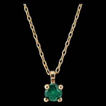 Halskette Paradiesvogel - Smaragd-Solitär - Gelbgold, 9 Karat