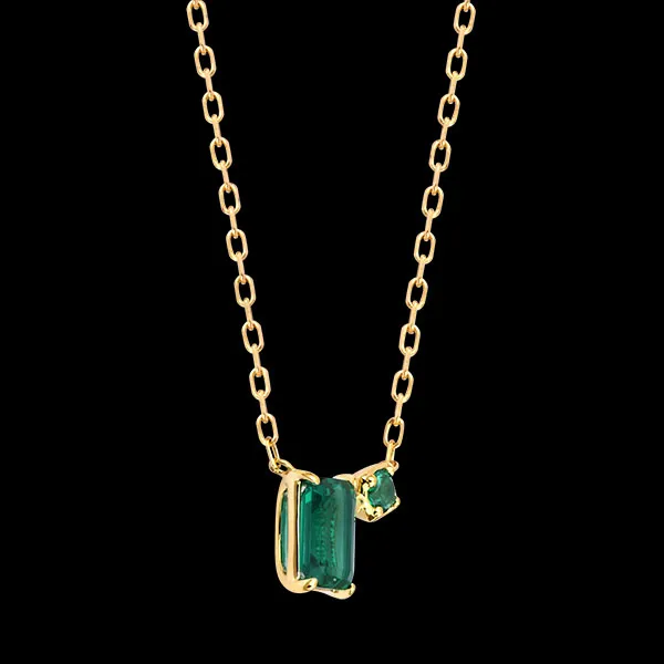 Liora Ketting – 9 karaat geelgoud, synthetische smaragden