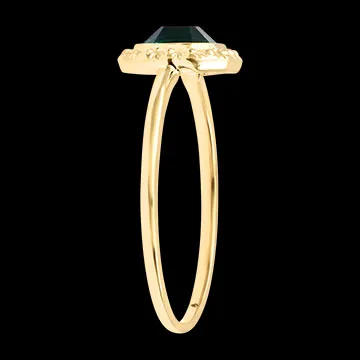 Irène ring – 9 karaat geelgoud, synthetische smaragd