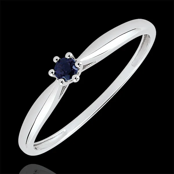 Verlovingsring Solitaire roseau - 6 pootjes - Saffier 0.07 karaat - 18 karaat witgoud