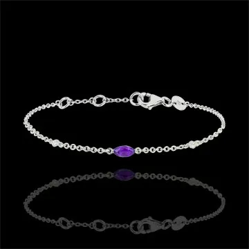 Armband Oriëntale Uitstraling - groot model - amethist en Diamanten - 9 karaat witgoud