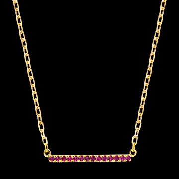 Ardent Ketting – 9 karaat geelgoud en synthetische robijnen