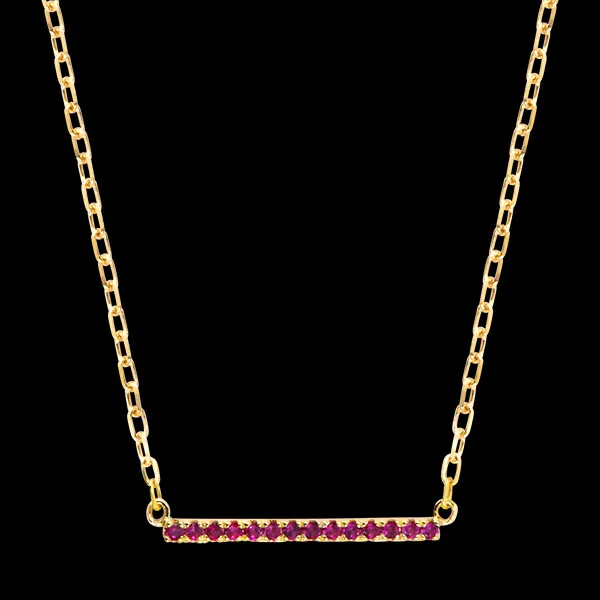 Ardent Ketting – 9 karaat geelgoud en synthetische robijnen