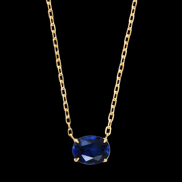 Aurédis Ketting – 9 karaat geelgoud, synthetische saffier