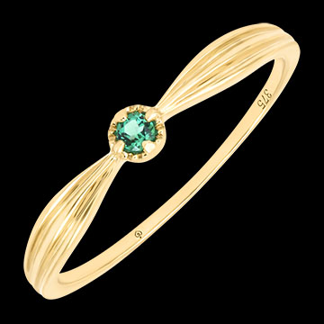 Éléonore Ring – 9 karaat geelgoud, synthetische smaragd