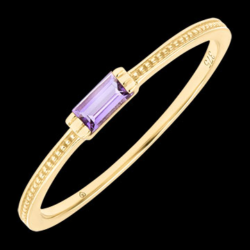 Virelys Ring – 9 karaat Geelgoud en Amethist
